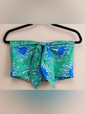 Simon Miller x Mango Blue Green Abstract Print Tie Front Tube Top Women’s US 6